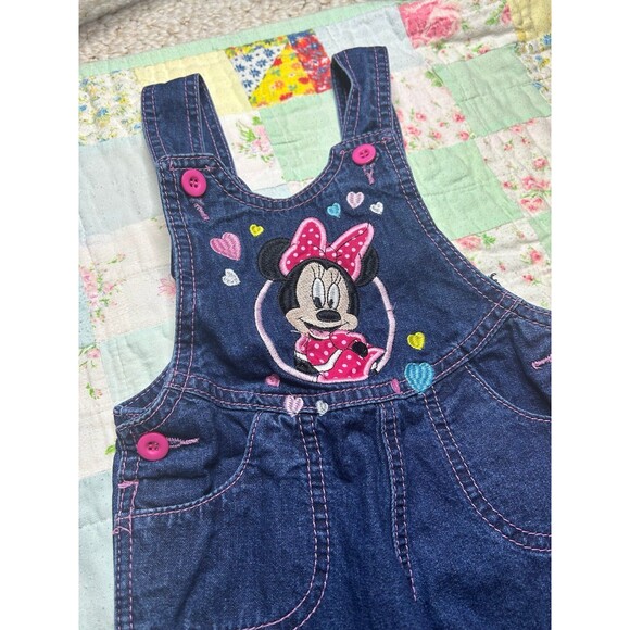 Vintage Minnie Mouse Embroidered Denim Overalls - Picture 1 of 11